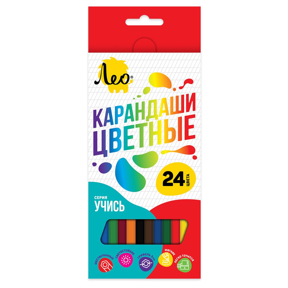Набор цветных карандашей LNSCP-24 заточенный 4х24 цв, Лео LNSCP-24