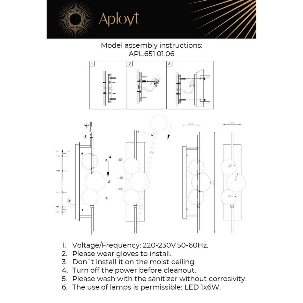 Настенный светодиодный светильник Aployt Noel APL.651.01.06