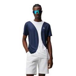 Мужское теннисное поло JLindeberg Big Spots T-Shirt Men - White, Dark Blue