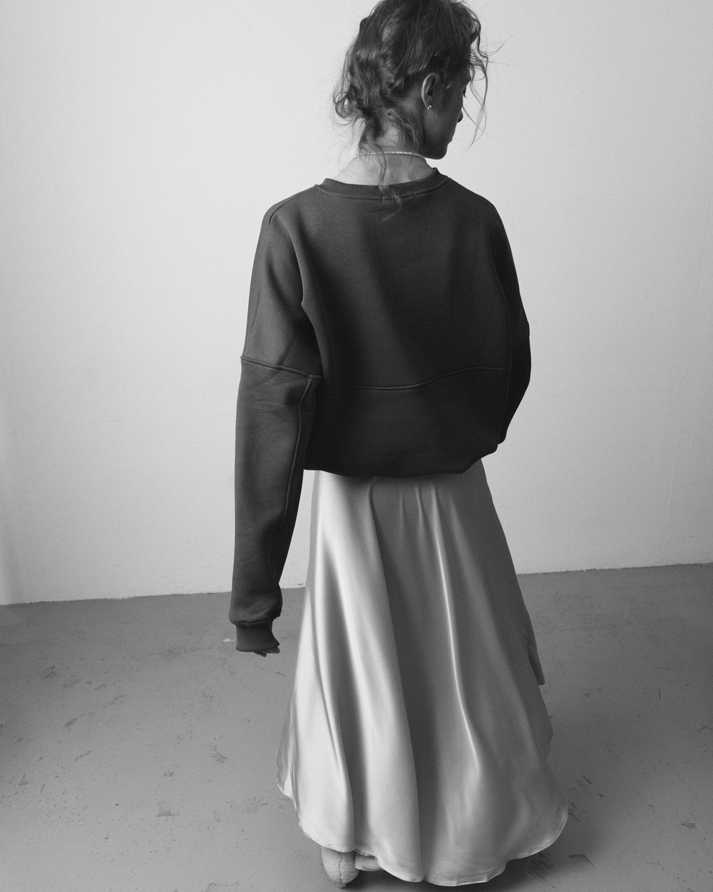 Silk A-line Skirt Silver