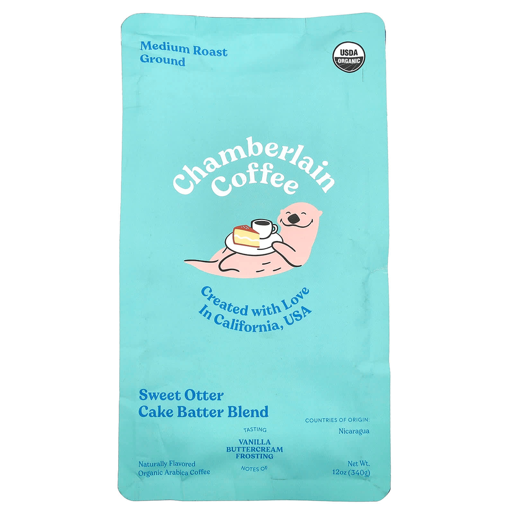 Chamberlain Coffee, Смесь теста для торта «Сладкая выдра», молотый, средней обжарки, 340 г (12 унций)