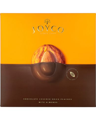 Шоколадные конфеты JOYCO Сухофрукт персика в шоколаде с миндалем 190 гр.