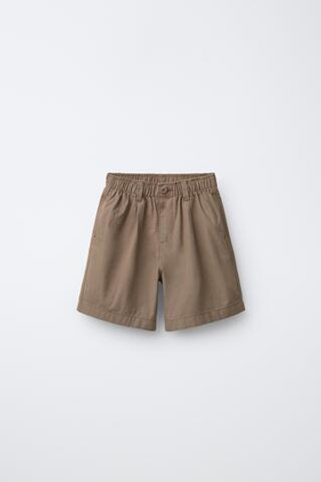 ZARA ШОРТЫ BALLOON С ЭЛАСТИЧНЫМ ПОЯСОМ, КОРИЧНЕВЫЙ