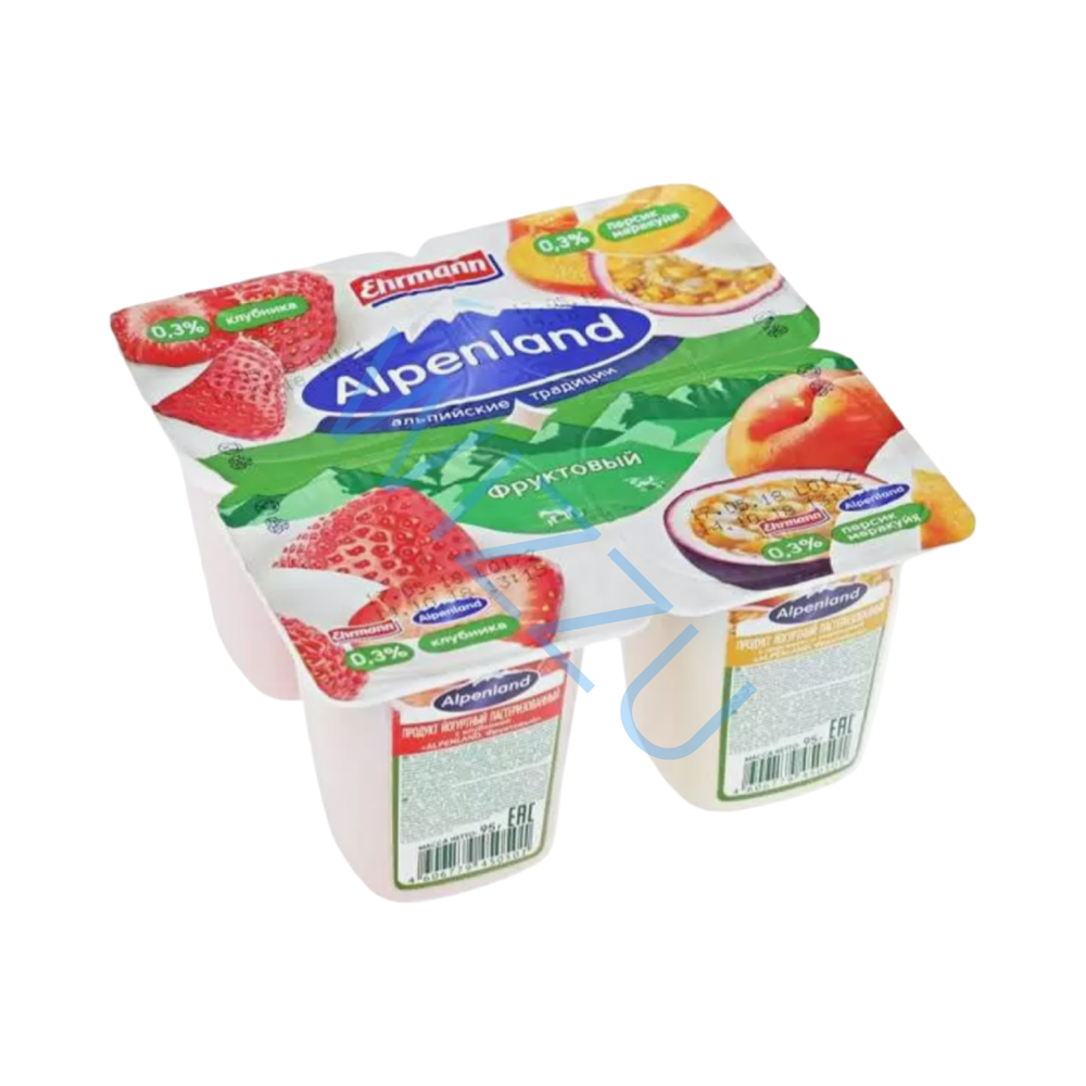 Йогурт Альпенланд 0,3% фруктовый 320гр*12шт Персик-Маракуйя, шт