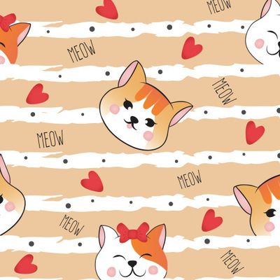 Рыжие мордочки кошек на полосатом фоне.