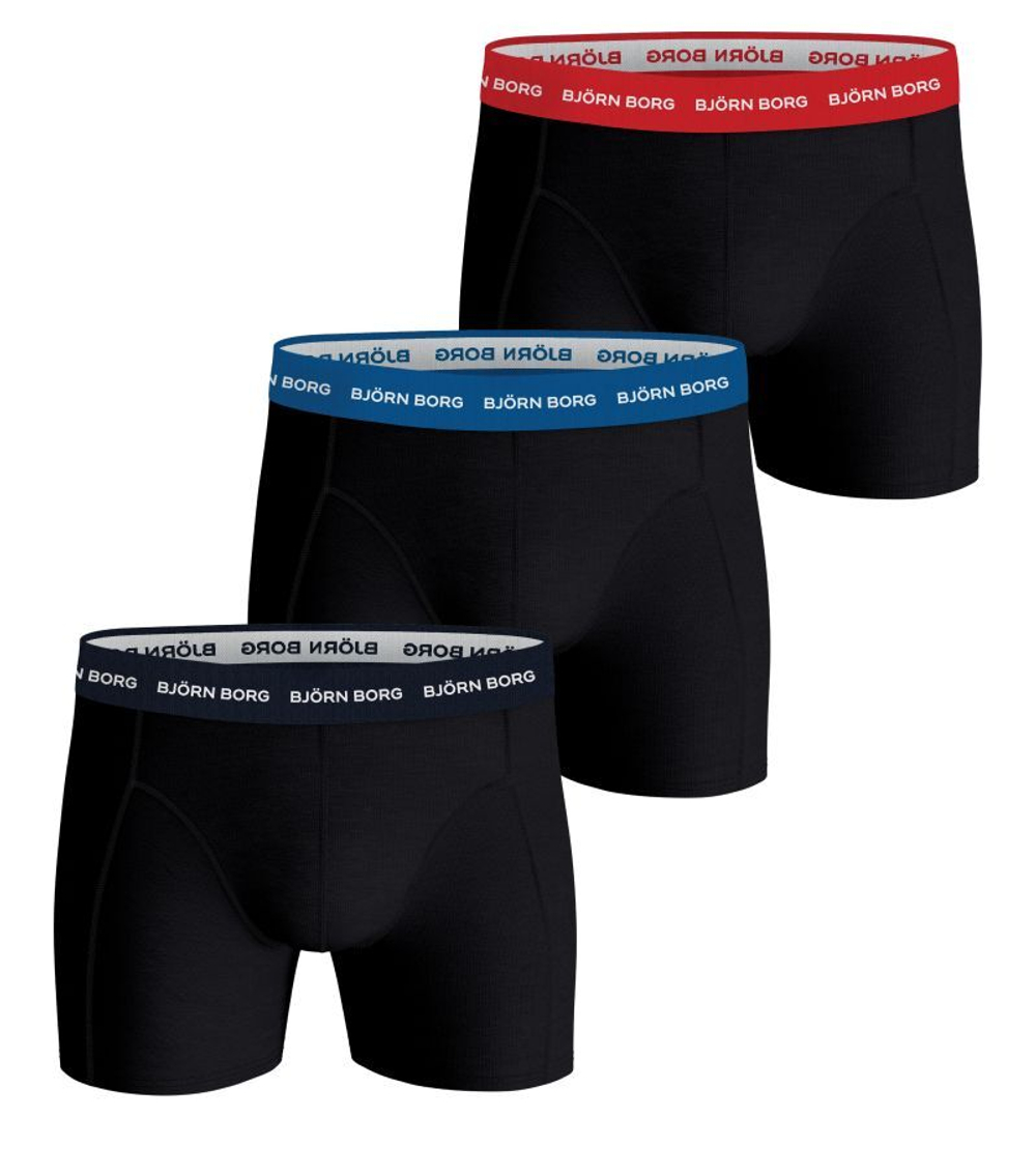 Боксерки теннисные Bjorn Borg Cotton Stretch Boxer 3P - noir/blue/red