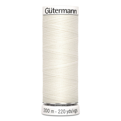 01 Нить Sew-All 100/200 м для всех материалов, 100% полиэстер Gutermann 748277 (001 молочный)