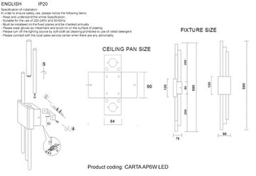 Бра 6W 3000K CARTA AP6W LED WHITE/CHROME белый/хром Crystal Lux