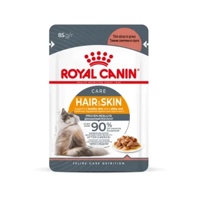 Royal Canin Hair & Skin care, в соусе, влажный корм для кошек для поддержания здоровья кожи и красоты шерсти, 85 гр