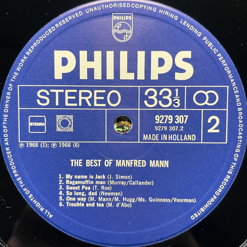 Manfred Mann ‎– The Best Of Manfred Mann (Голландия 1982г.)