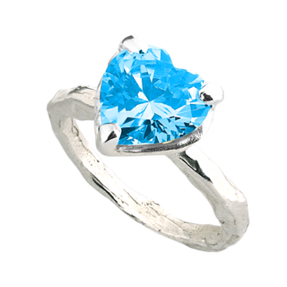 Кольцо Голубое сердце с фианитом / Blue Heart