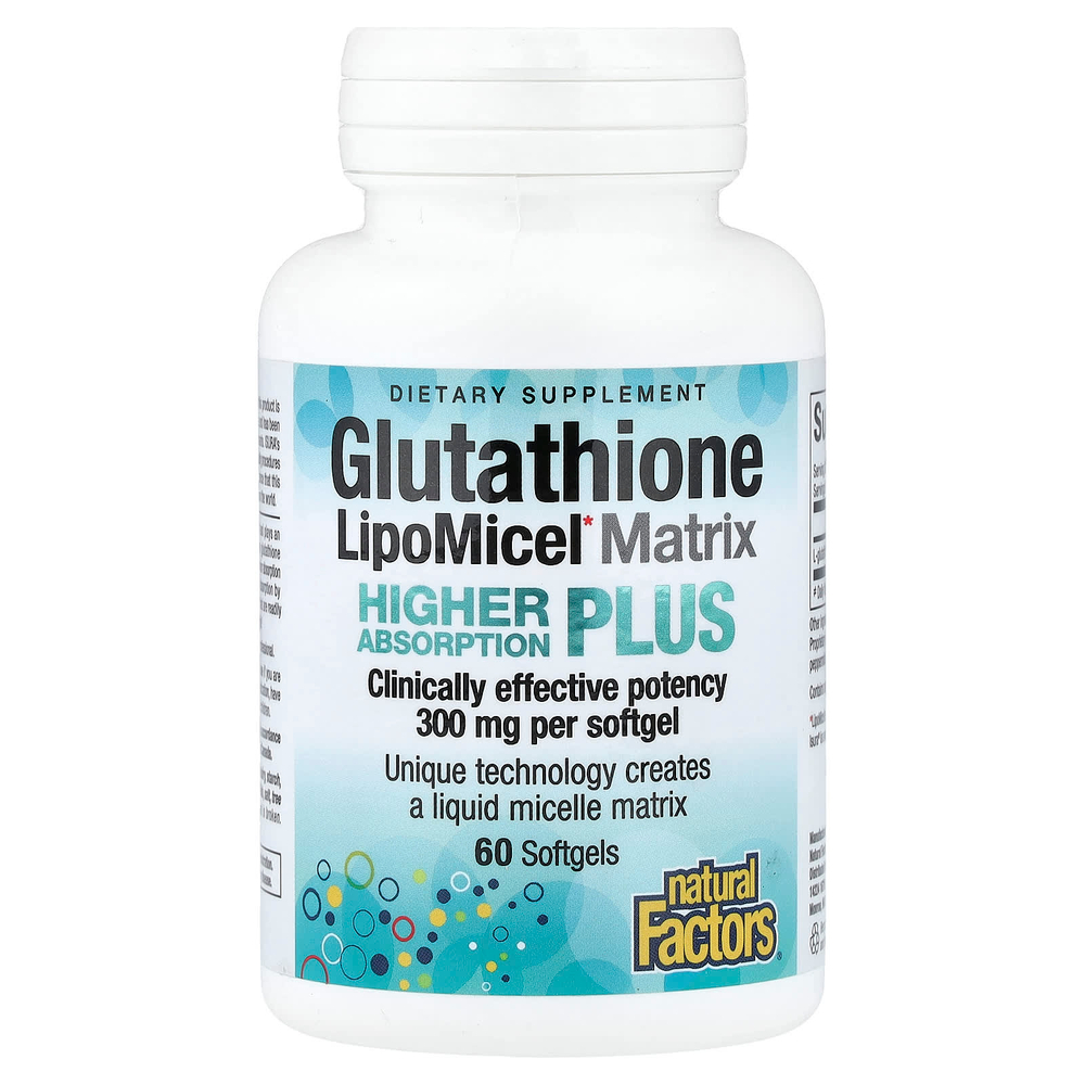 Natural Factors, Glutathione LipoMicel Matrix, 60 капсул (300 мг в каждой капсуле)