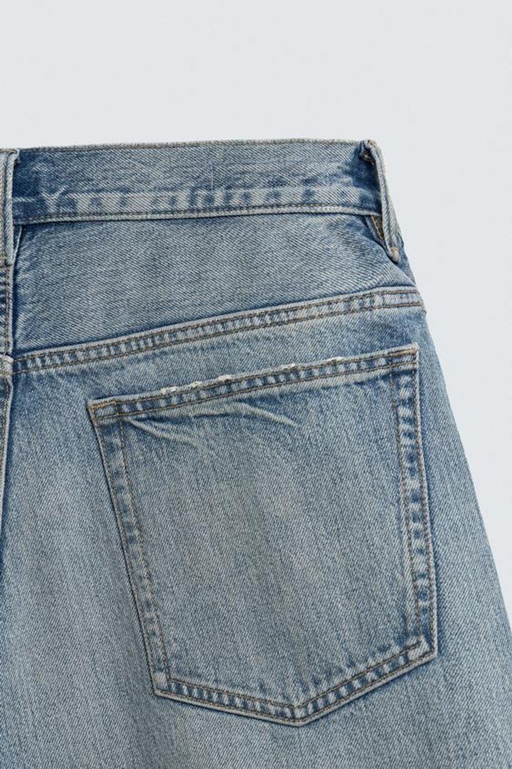ZARA ДЖИНСОВЫЕ ШОРТЫ BAGGY FIT, ВЫЦВЕТШИЙ СИНИЙ