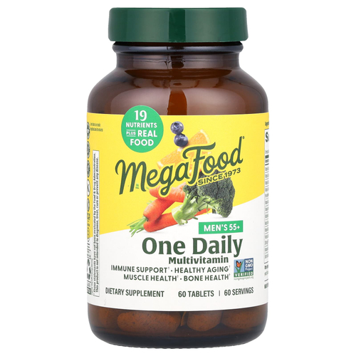 MegaFood, мультивитамины для мужчин старше 55 лет, одна мультивитаминная добавка, 60 таблеток