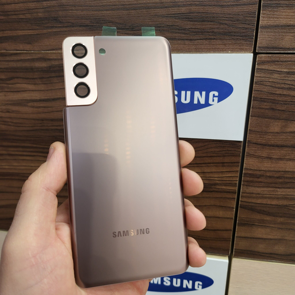 Крышка для Samsung S21 Plus - задняя стеклянная панель премиум качество (золотого цвета)