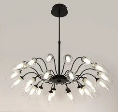Люстра потолочная на штанге NewRgy 18598/12+6 BK, 18×15 Вт, чёрная