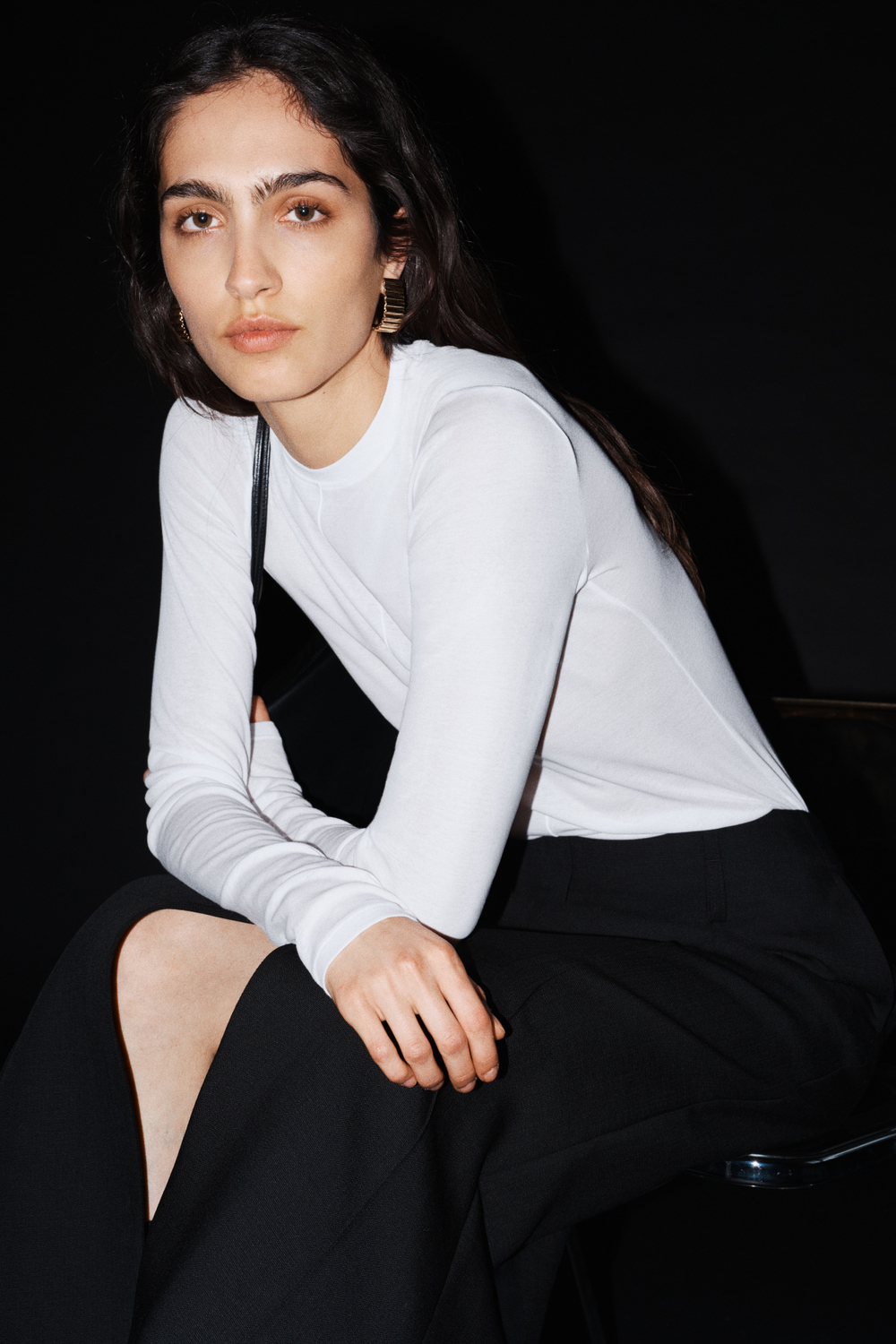 Топ из хлопка пима — длинные рукава, приталенный крой - H&M