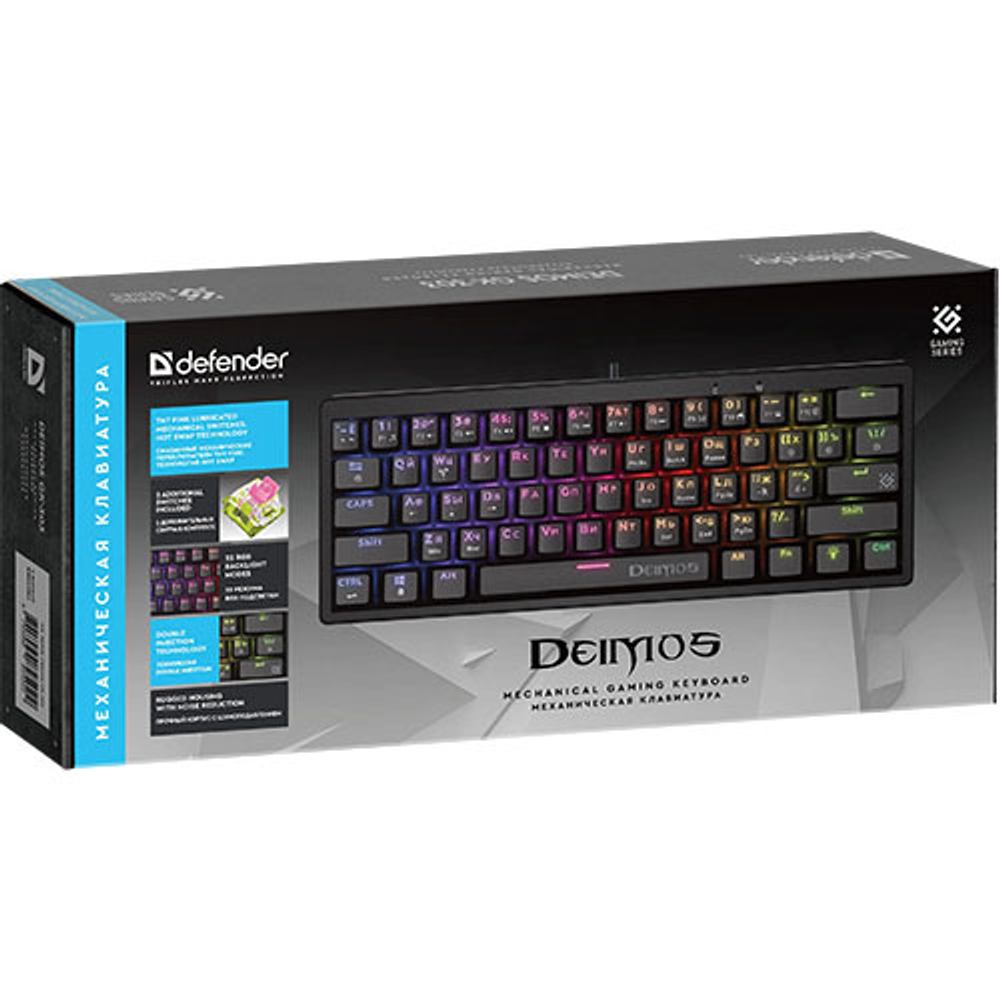 Клавиатура Defender Deimos GK-303, USB, RGB, черная (механическая)