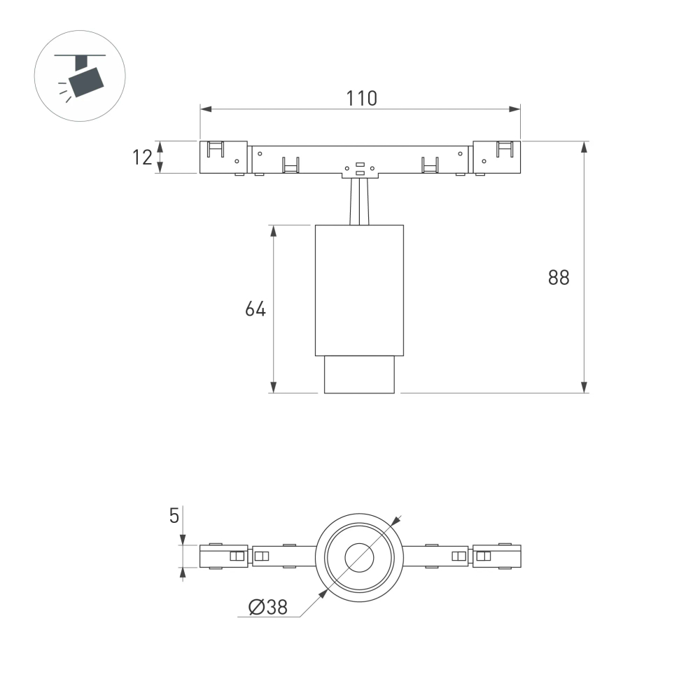 Светильник MAG-MICROCOSM-SPOT-ZOOM-R38-5W Day4000 (WH, 10-55 deg, 24V) (Arlight, IP20 Металл, 5 лет) 051806