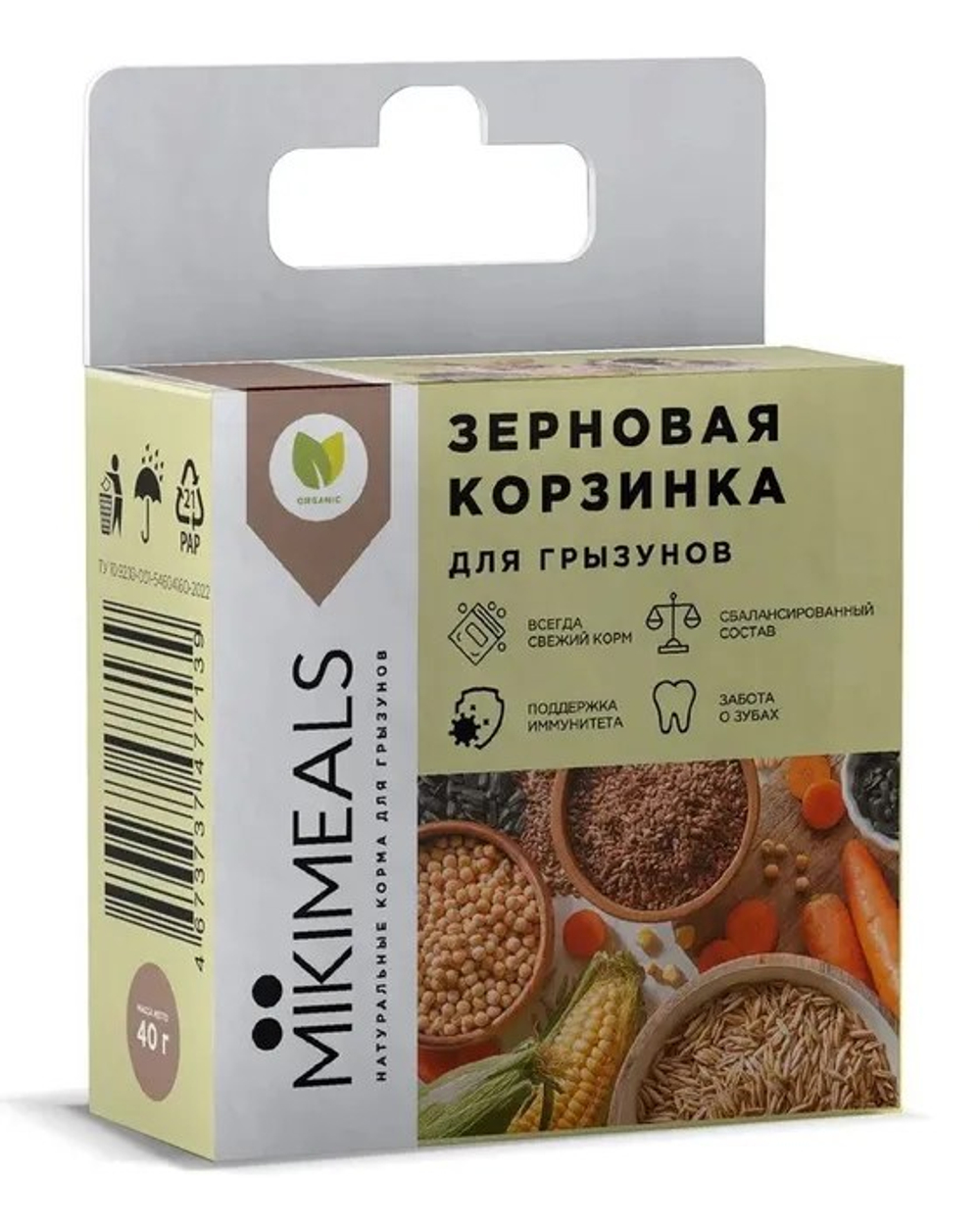 Лакомство Mikimeals Зерновая корзинка для грызунов 40 г