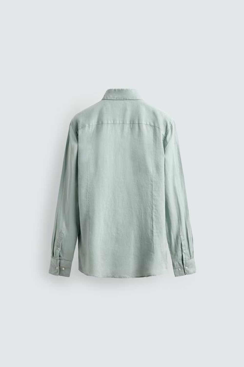 ZARA РУБАШКА ИЗ 100% ЛЬНА, ЗЕЛЕНОВАТО-СИНИЙ