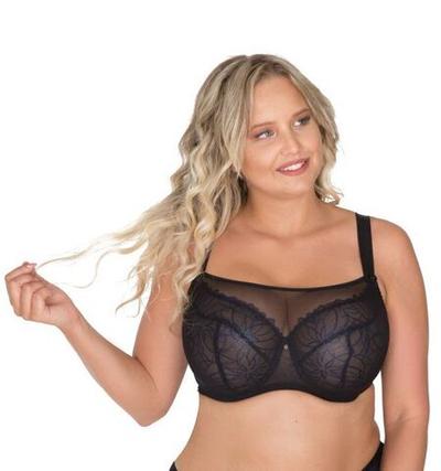 Бюстгальтер-топ plus size с изысканной вышивкой (Размер: 95G) (Цвет: черный)