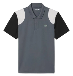 Мужское теннисное поло Lacoste Ultra Dry Colour-Block Sport - grey/black