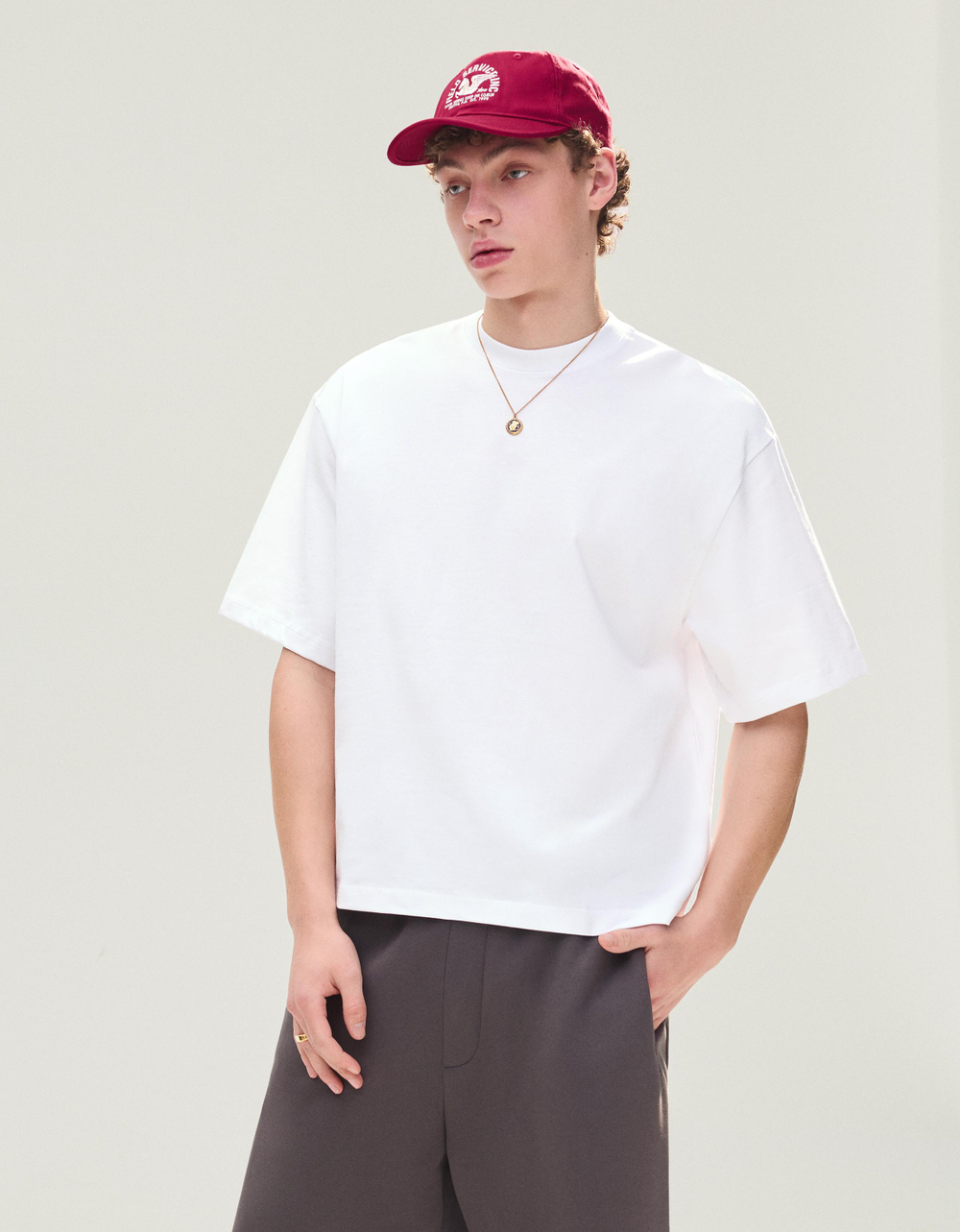 Мужская плотная футболка boxy fit - BERSHKA