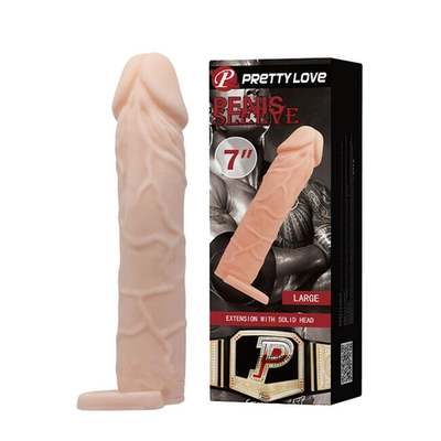 Удлиняющая реалистичная насадка Pretty Love Penis Sleeve 7'' (Цвет: телесный)