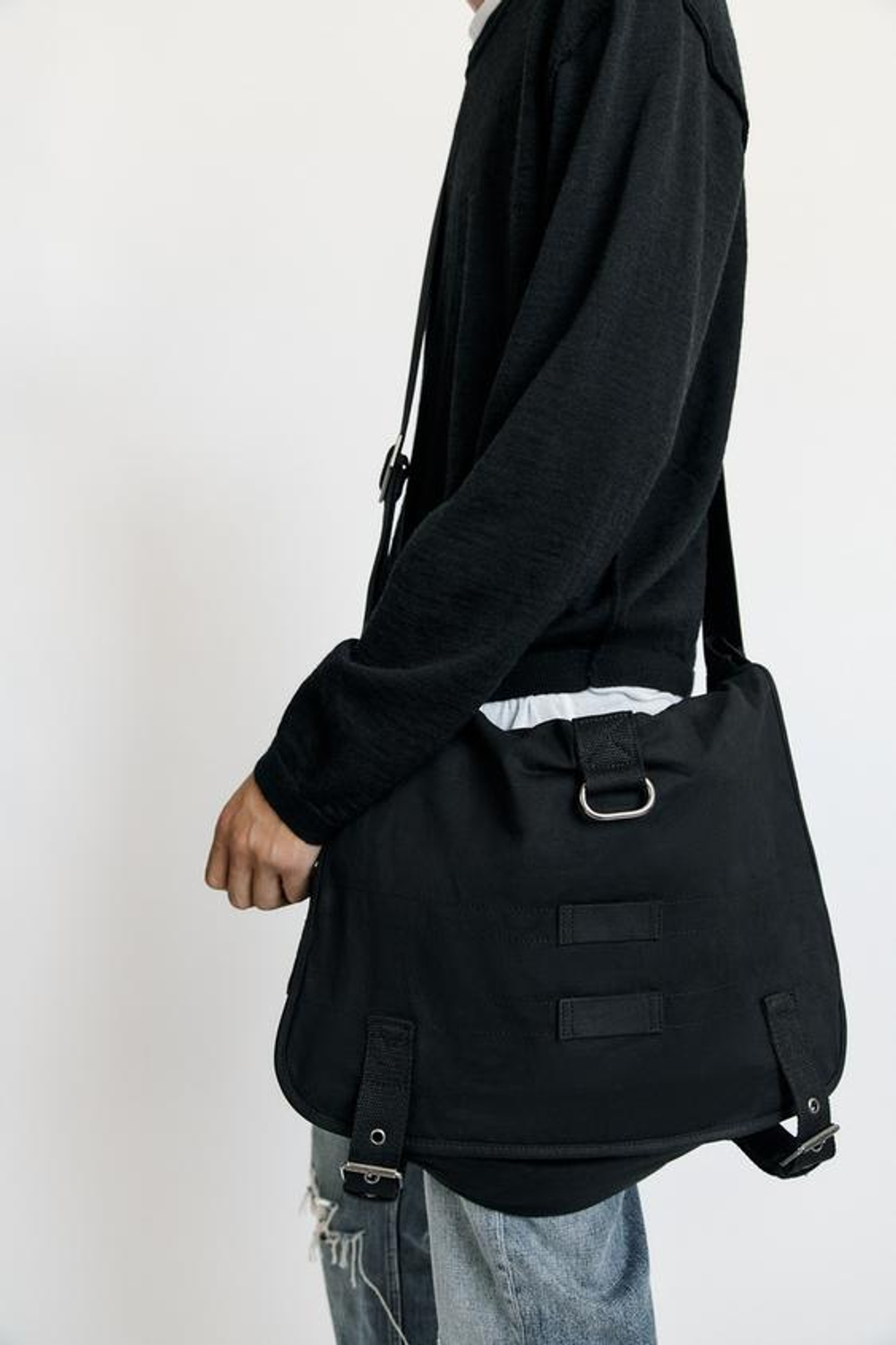 ZARA СУМКА ИЗ ВОЩЕНОЙ ТКАНИ, ЧЕРНЫЙ