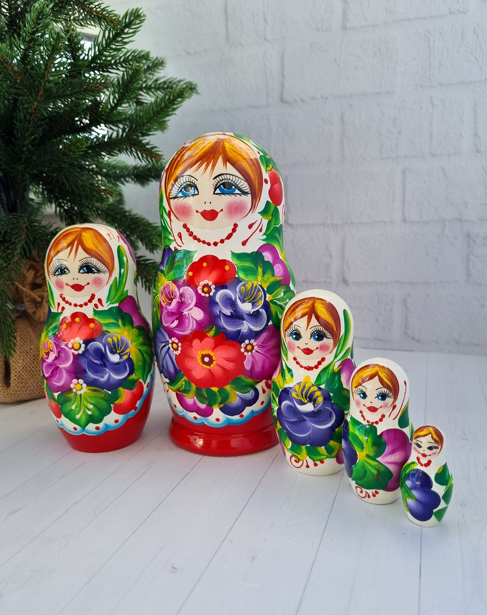 Матрешка 5мест 18см цветы