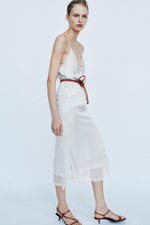 КОМБИНИРОВАННАЯ АТЛАСНАЯ ЮБКА МИДИ — ZARA