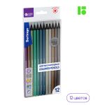 Карандаши цветные металлик Berlingo "SuperSoft. Metallic", 12цв., заточен., европодвес