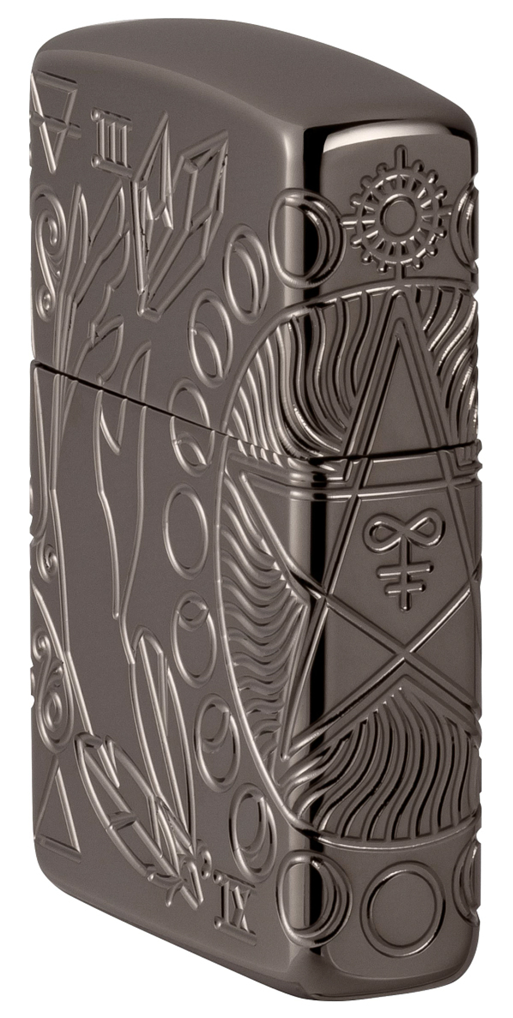 Зажигалка Zippo Armor® Wicca Design с покрытием Black Ice®, латунь/сталь, чёрная, 38x13x57 мм