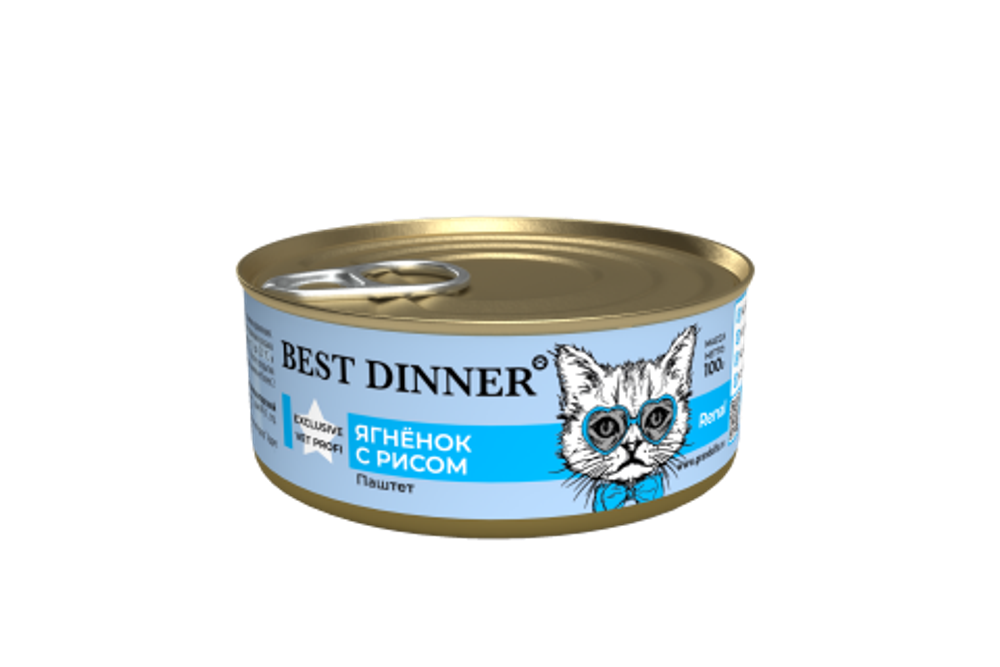 Консервы Best Dinner Эксклюзив Vet Profi Renal Бест Диннер Ренал диета для кошек поддержание функции почек ягненок с рисом 100 г