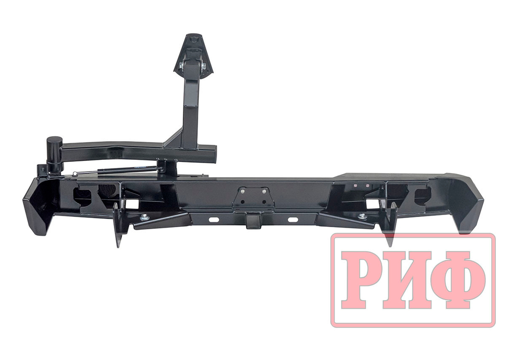 Бампер силовой задний Toyota Land Cruiser 78 2007+ с квадратом под фаркоп, калиткой и фонарями РИФ
