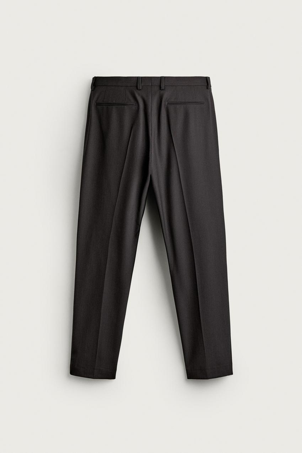 ZARA БРЮКИ В ПОЛОСКУ REGULAR FIT, ТЕМНО-КОРИЧНЕВЫЙ