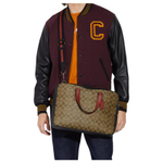 COACH Graham Canvas With Leather Laptop Bag, Crossbody Bag, Briefcase Large Men"s Khaki & Orange