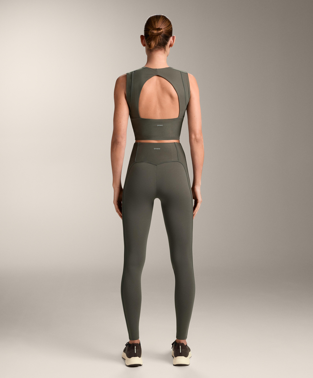 Oysho Топ Comfortlux Rib без рукавов, зеленый