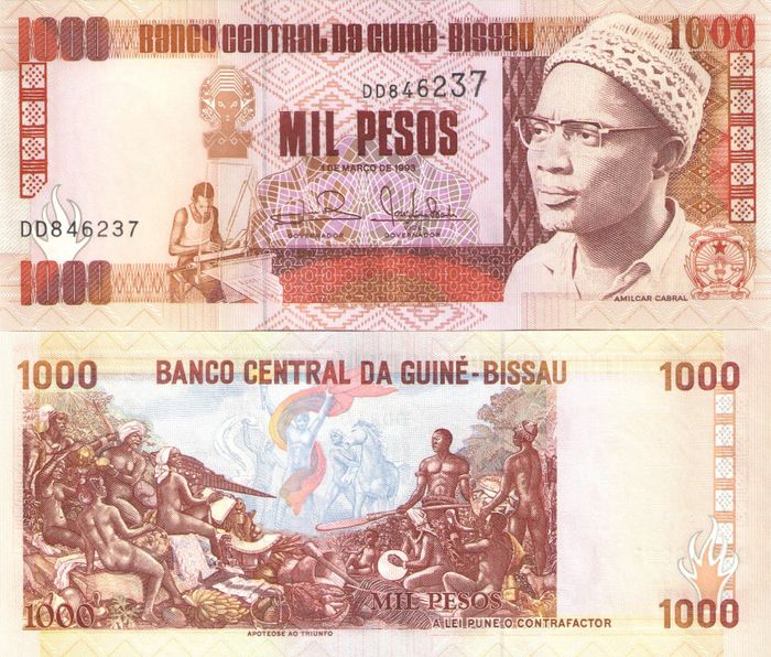 1 000 песо 1993 Гвинея-Бисау 1 000 песо 1993 Гвинея-Бисау