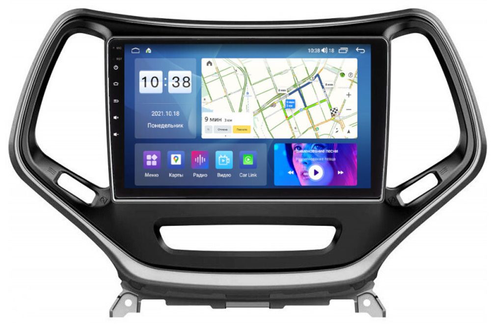 Магнитола для Jeep Cherokee 2014+ - Parafar PF999UHD на Android 13, Быстрая, QLED, CarPlay, 4G SIM-слот