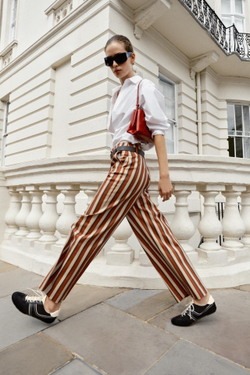 ZARA БРЮКИ В ПОЛОСКУ С РЕМНЕМ, ПОЛОСКИ