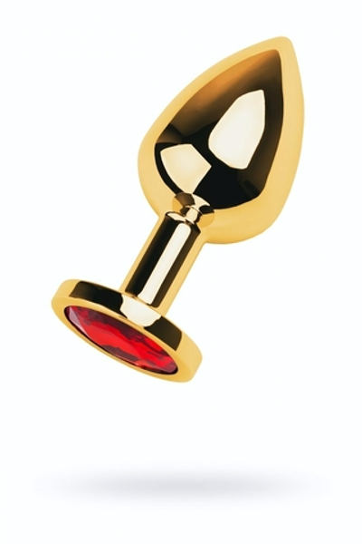 Анальная втулка с кристаллом Medium Gold красный 8 см