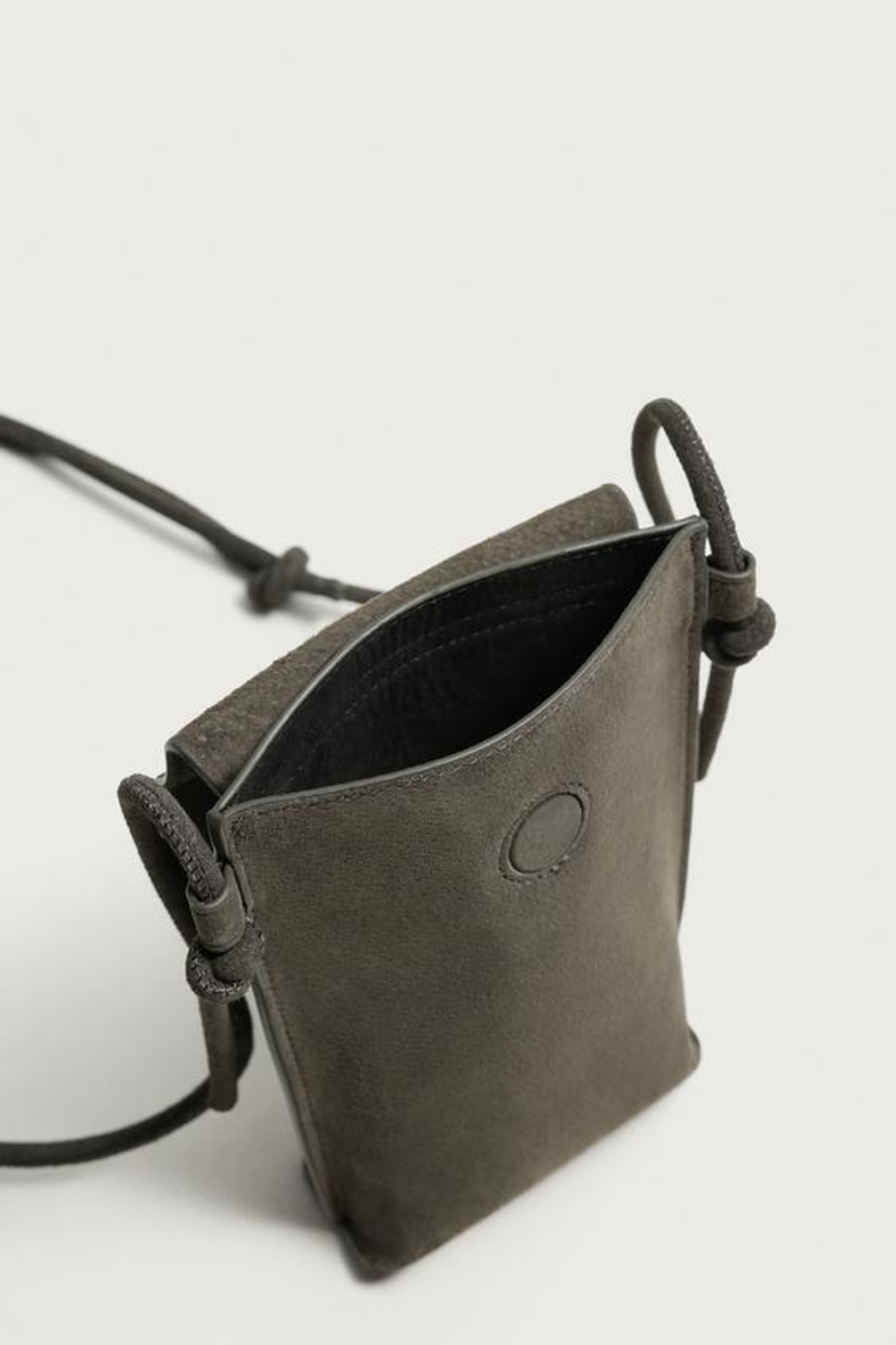 ZARA КОЖАНАЯ СУМКА, СЕРЫЙ