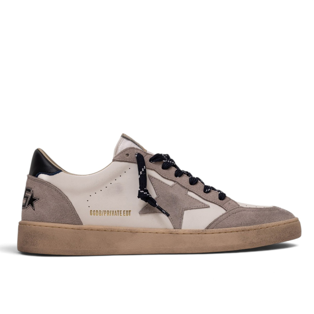 Men's Ball Star nappa leather boots in white and gray with black accent laces