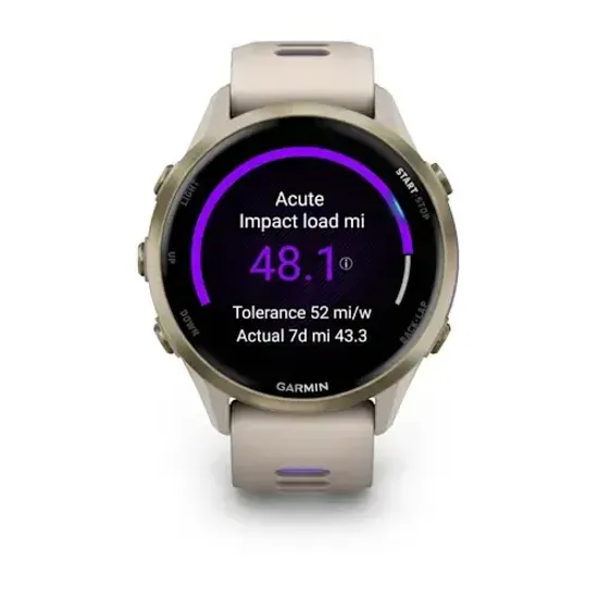 Умные часы Garmin Forerunner 970 Мягкий золотой титан с корпусом и ремешком цвета французский серый