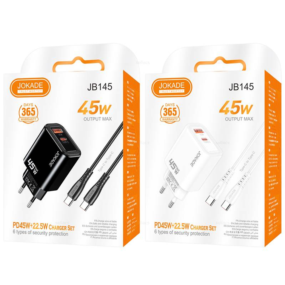 JOKADE JB0145, Зарядное устройство PD45W + 22.5W на устройства Type-C