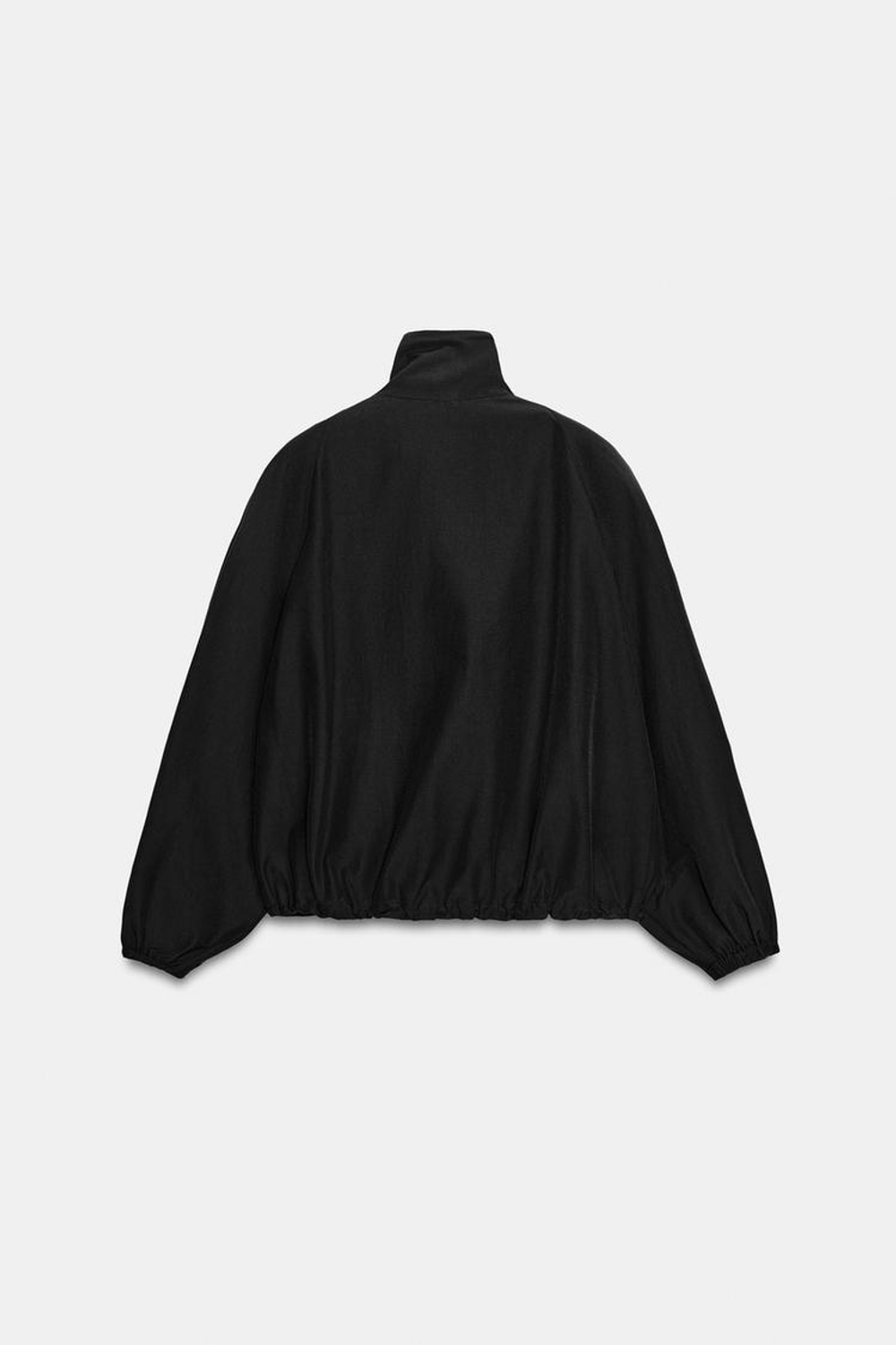 ZARA КУРТКА ИЗ ТЕХНИЧЕСКОЙ ТКАНИ С ПОДПЛЕЧНИКАМИ, ЧЕРНЫЙ