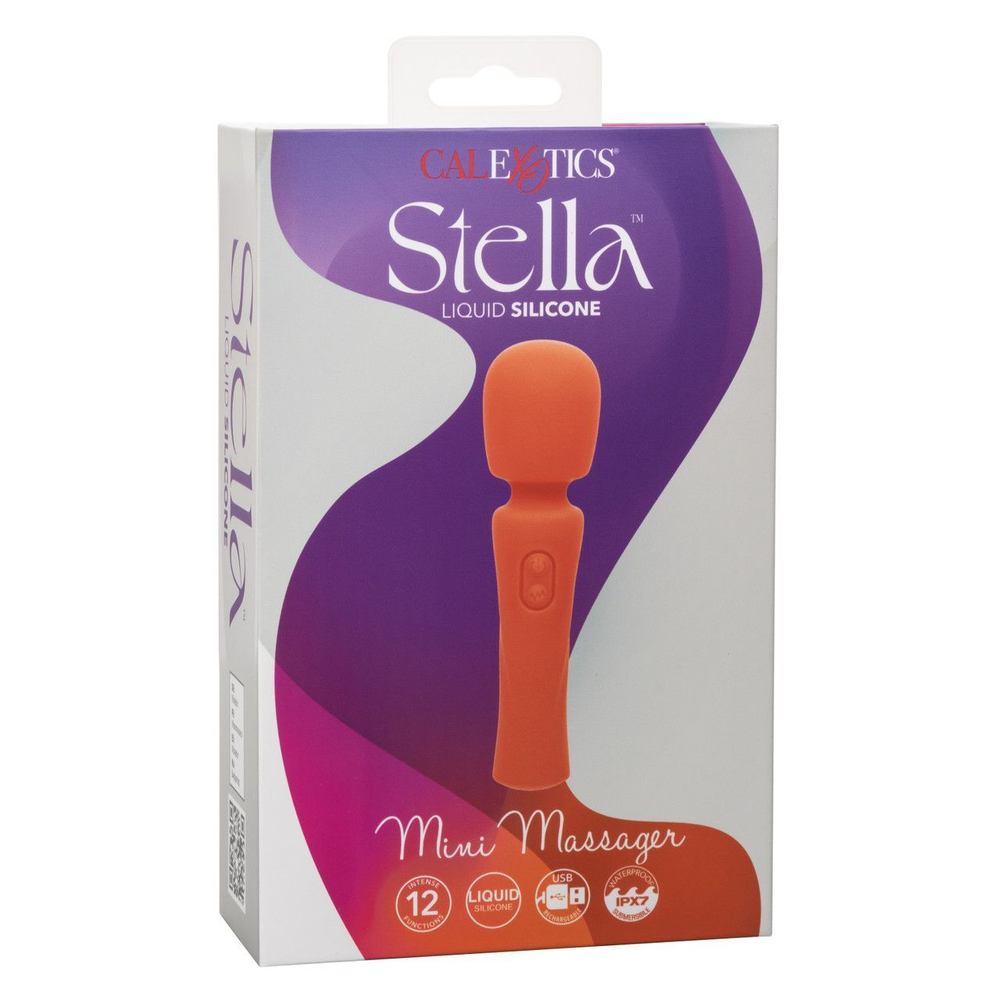 Оранжевый вибромассажер Stella Liquid Silicone Mini Massager - 14,5 см. (Цвет: оранжевый)