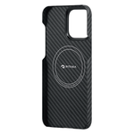 Чехол из арамидного волокна с поддержкой MagSafe PITAKA MagEZ Case 4 600D для iPhone 15 Pro, Black / Grey Twill (Cаржевое переплетение)